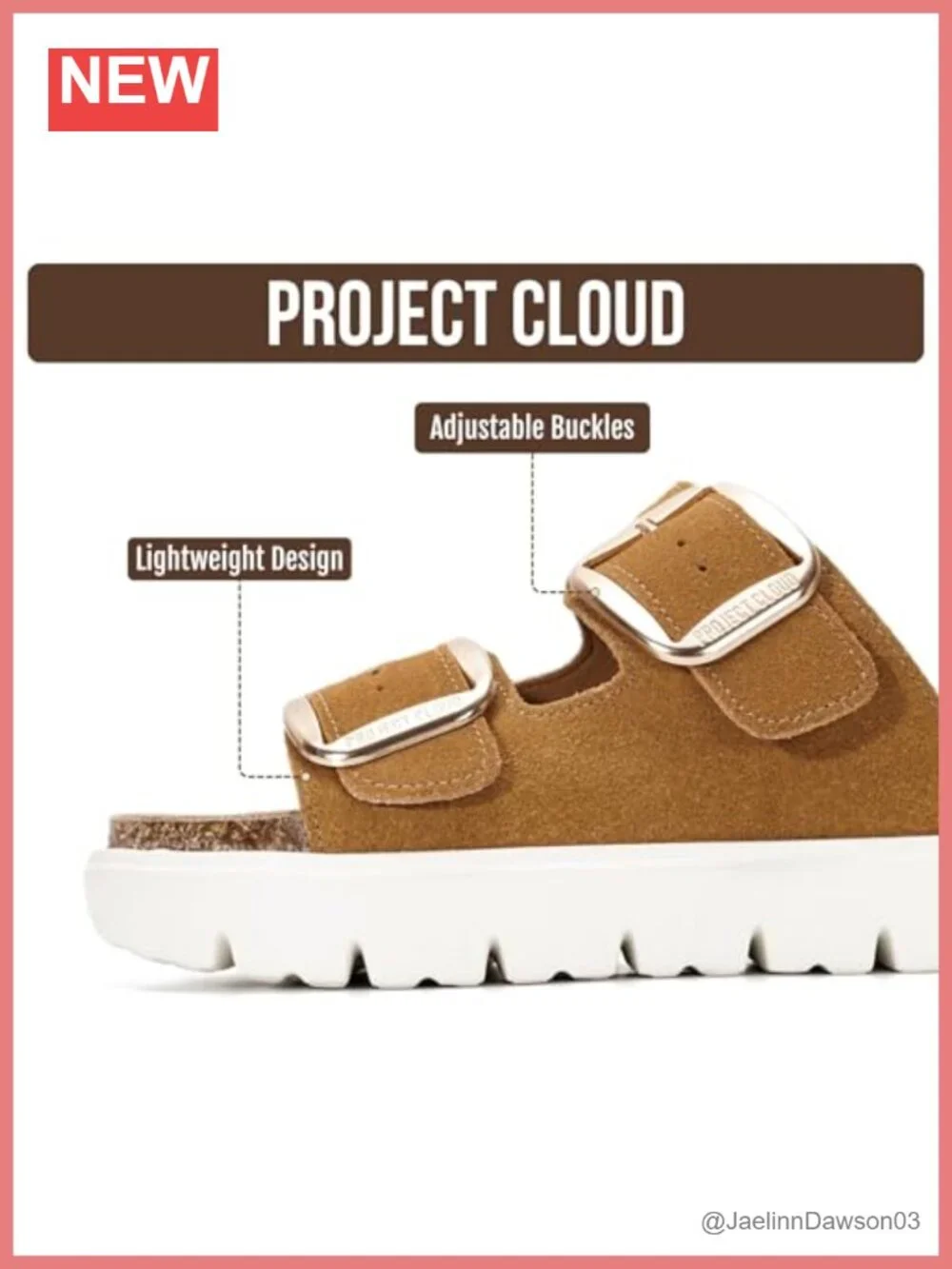 Genuine Leather Platform Slide Sandals with Memory Foam Cork Footbed, Slip-On